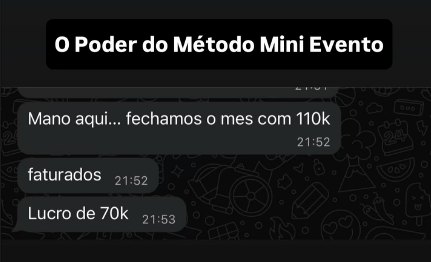 Print de resultado de mentorado: R$ 110 mil num mês, com R$ 70 mil de lucro