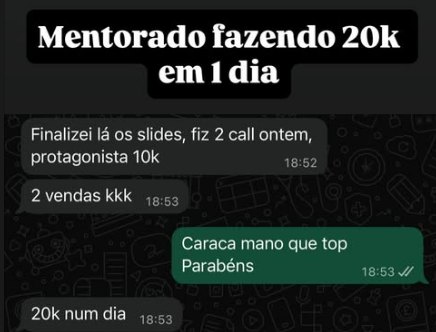 Print de resultado de mentorado: R$ 20 mil em um dia, com duas calls