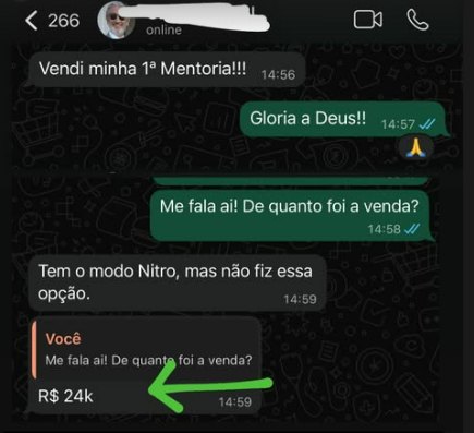 Print de resultado de mentorado: R$ 24 mil a primeira mentoria vendida